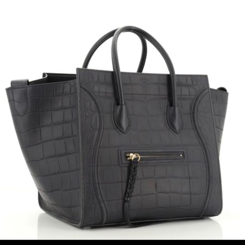 Celine Phantom Navy Crocodile